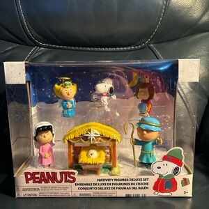 Peanuts Nativity Figures Deluxe Set Christmas NEW Snoopy Charlie Brown Lucy NIB